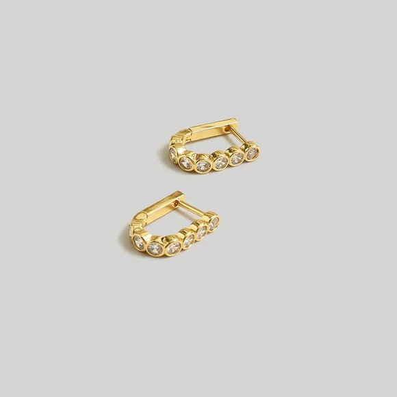 Madewell Jewelry - Madewell The Tennis Collection Bezel‎ Set Crystal Carabiner Hoop Earrings